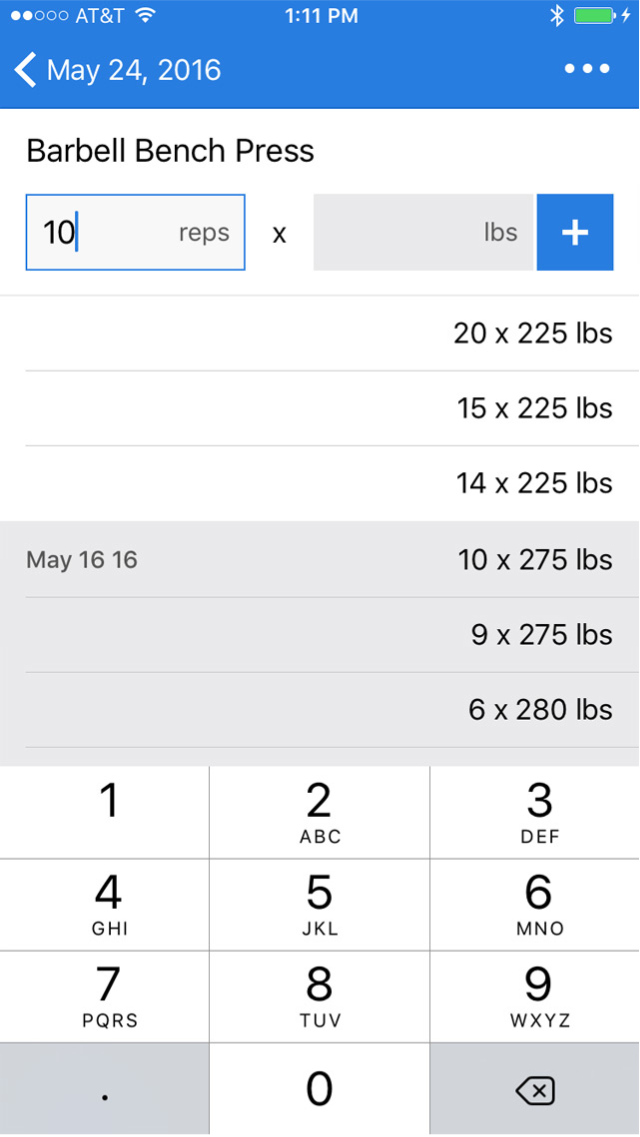 Liftium exercise entry