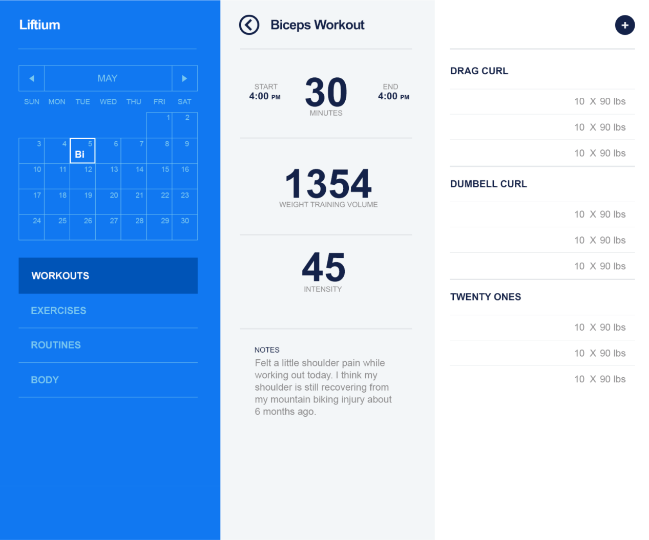 Liftium web interface