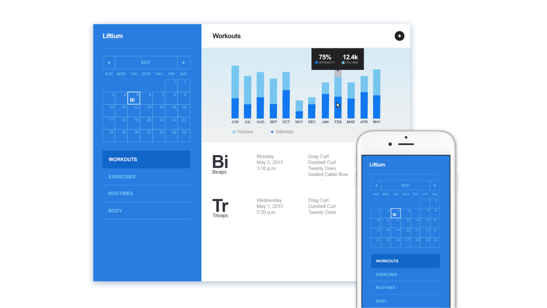 Liftium web interface 2